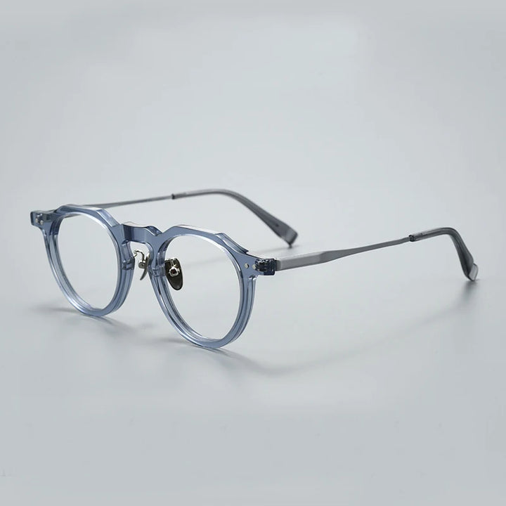 Black Mask Women's Full Rim Flat Top Oval Titanium Acetate Eyeglasses 396573