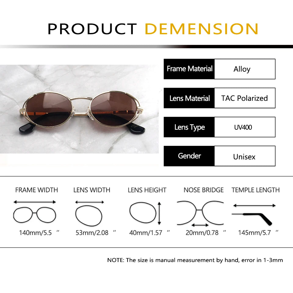 Esnbie Women's Full Rim Round Oval Alloy Sunglasses 24022