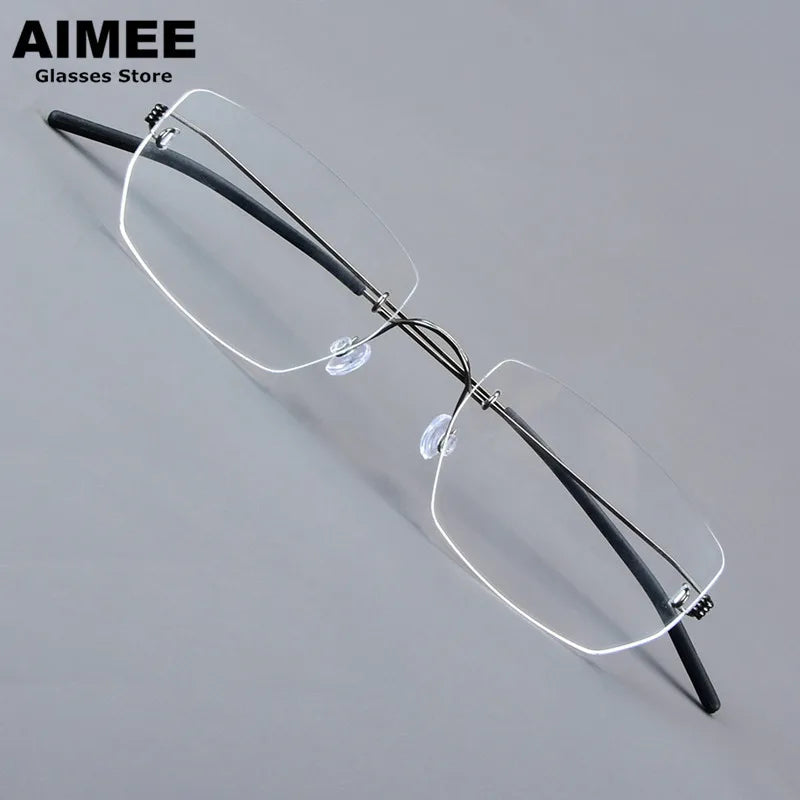 Aimee Women's Rimless Square Screwless Titanium Eyeglasses 92527 Rimless Aimee