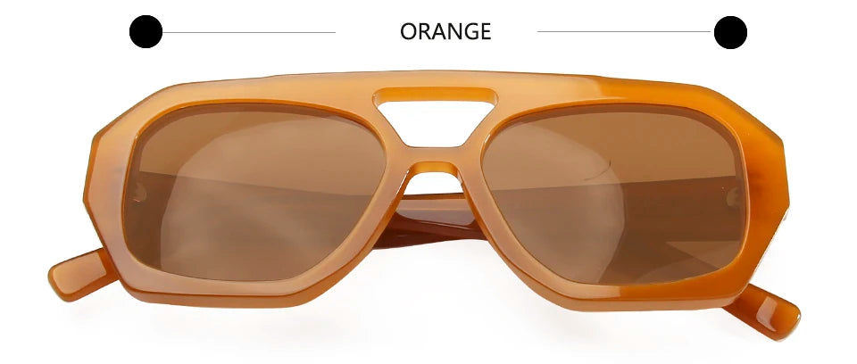 Esnbie Unisex Full Rim Square Double Bridge Acetate Sunglasses 230381
