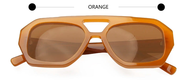 Esnbie Unisex Full Rim Square Double Bridge Acetate Sunglasses 230381