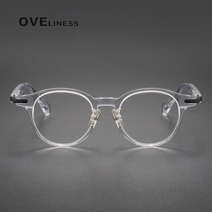 Oveliness Unisex Full Rim Round Acetate Titanium Eyeglasses 80853 Full Rim Oveliness   