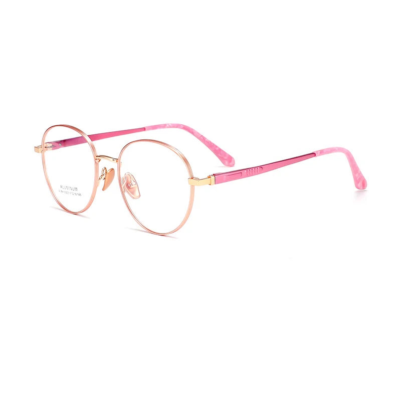 KatKani Women's Full Rim Oval Alloy Eyeglasses 9003 Full Rim KatKani Eyeglasses Pink Rose Gold  