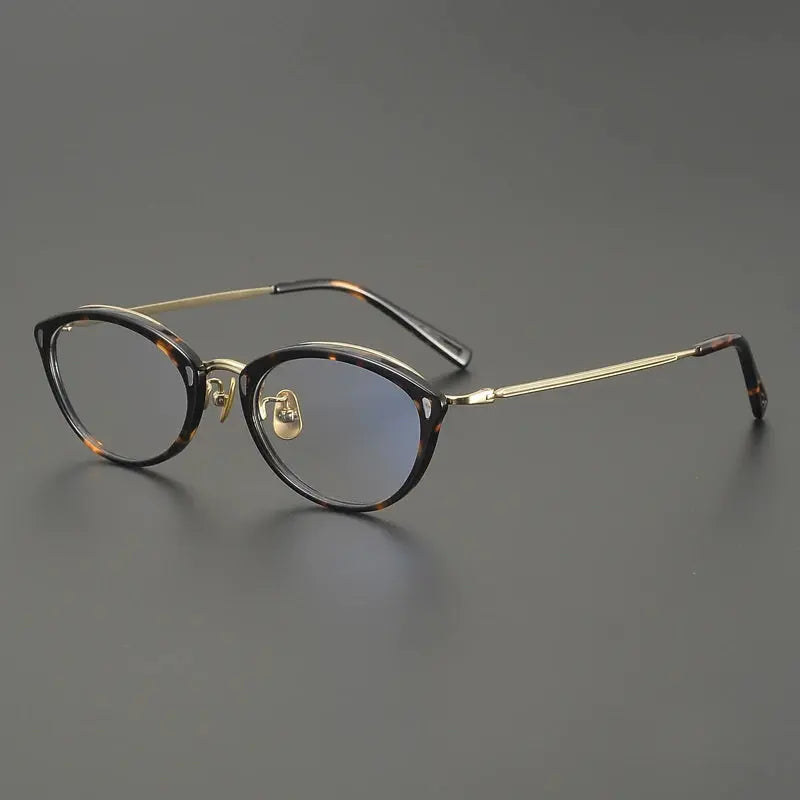 Gatenac Unisex Full Rim Oval Titanium Acetate Eyeglasses 762156 FuzWeb