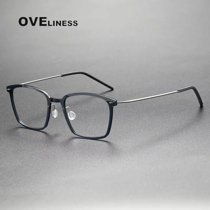 Oveliness Unisex Full Rim Square Titanium Acetate Eyeglasses 6536 Full Rim Oveliness dark grey