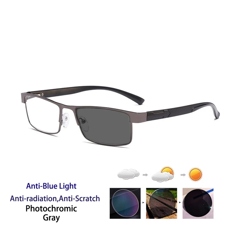 Kocolior Men's Full Rim Square Stainless Steel Reading Glasses 429070