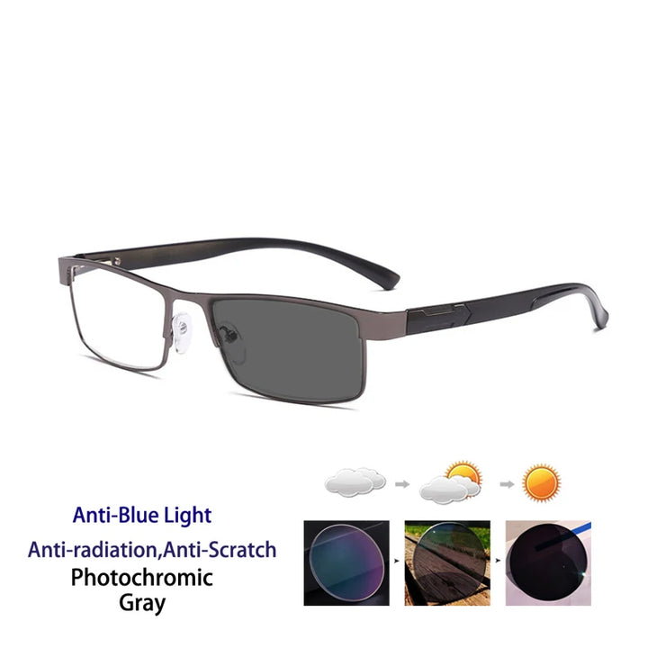 Kocolior Men's Full Rim Square Stainless Steel Reading Glasses 429070