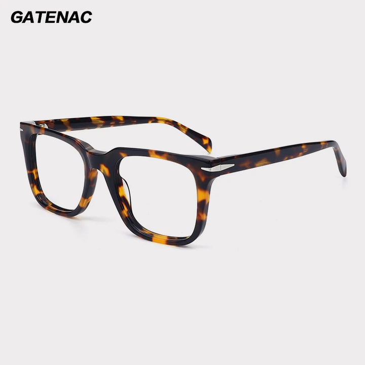 Gatenac Unisex Full Rim Square Thick Acetate Eyeglasses Gxyj1542