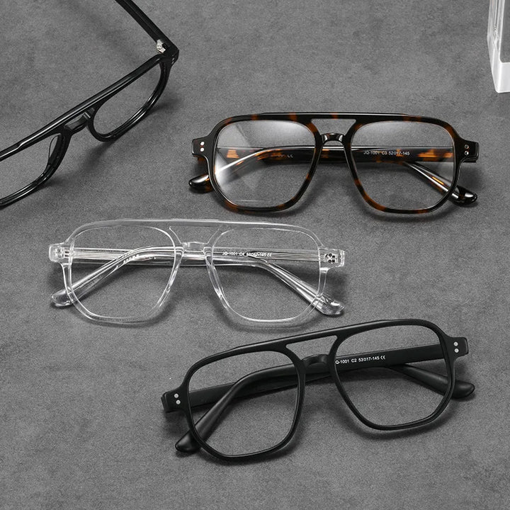 Xbora Unisex Full Rim Square Double Bridge Acetate Eyeglasses 741001