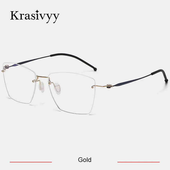 Krasivyy Unisex Rimless Square Titanium Alloy Eyeglasses 45938