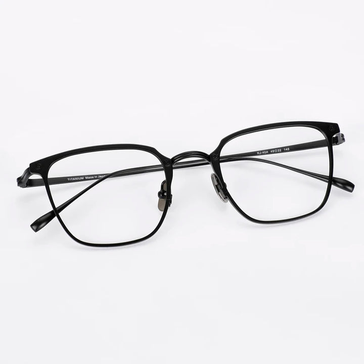 Black Mask Unisex Full Rim Square Titanium Eyeglasses Kj40 Full Rim Black Mask   