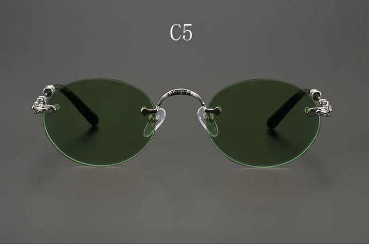 Yujo Men's Rimless Round Oval Alloy UV400 Sunglasses Y4159 Sunglasses Yujo C5 CHINA 