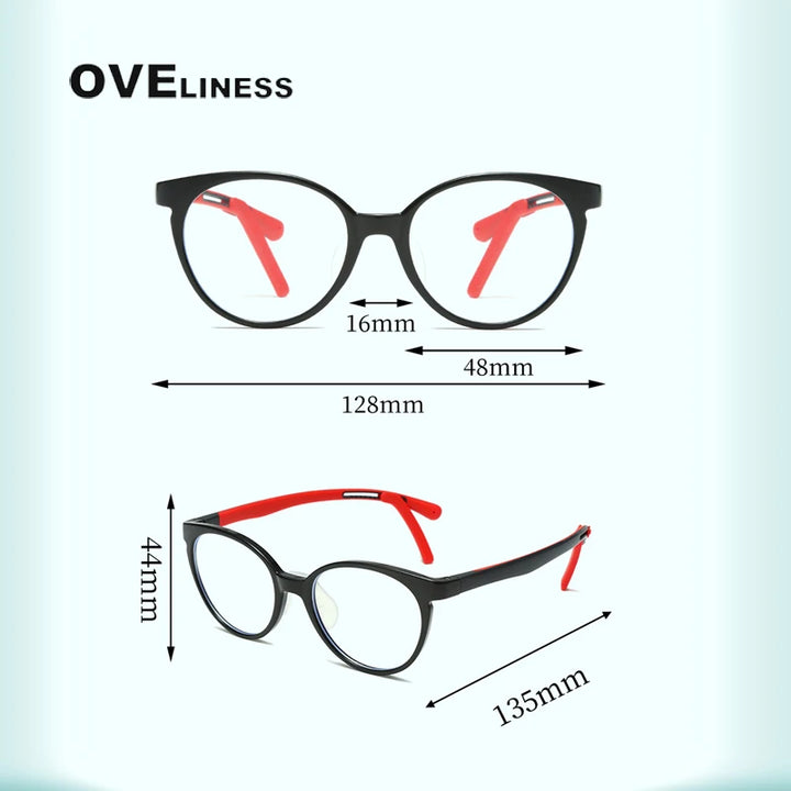 Oveliness Unisex Youth's Full Rim Round Tr 90 Titanium Eyeglasses T2022 Full Rim Oveliness   