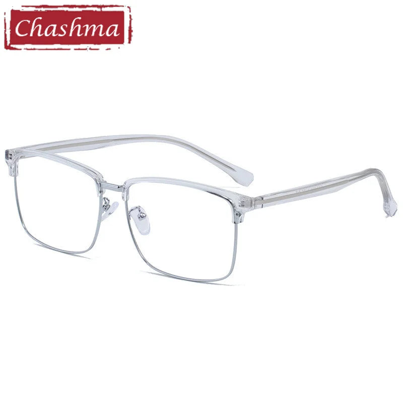 Chashma Ottica Men's Full Rim Large Square Tr 90 Alloy Eyeglasses 510810 Full Rim Chashma Ottica Transparent Size 58  
