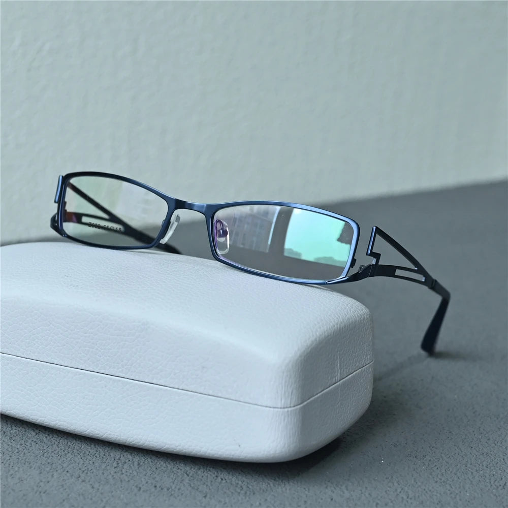 Cubojue Unisex Full Rim Small Rectangle Alloy Reading Glasses C632 Reading Glasses Cubojue +200 Blue 