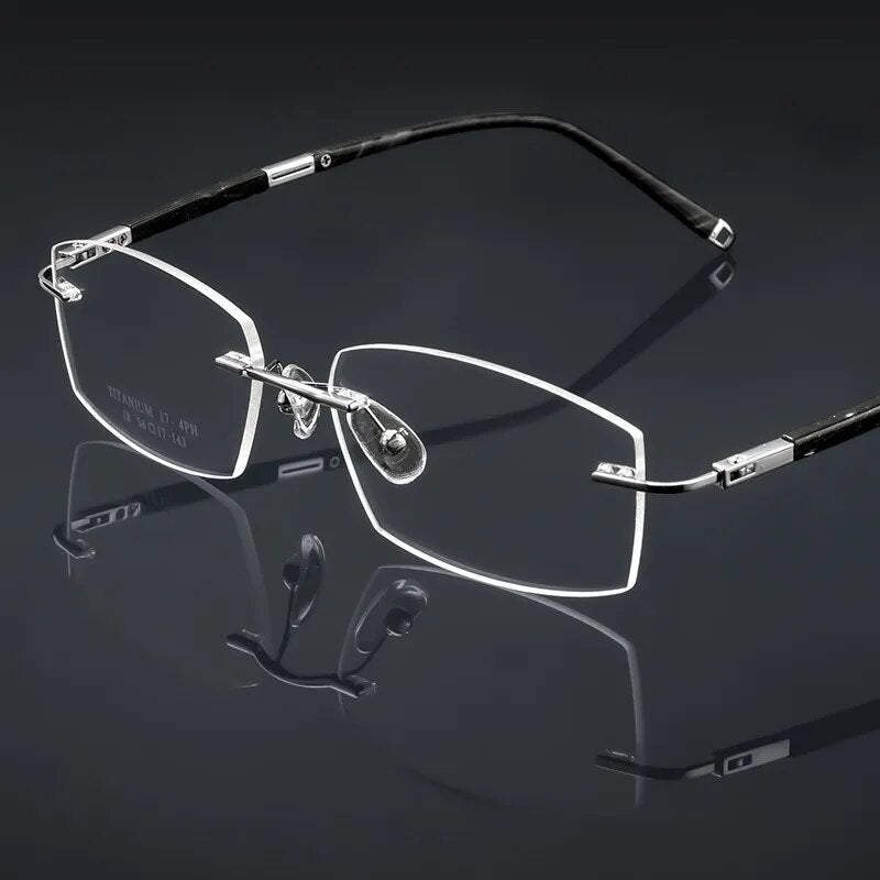 Hdcrafter Unisex Rimless Square Titanium Eyeglasses Z18wk Rimless Hdcrafter Eyeglasses   
