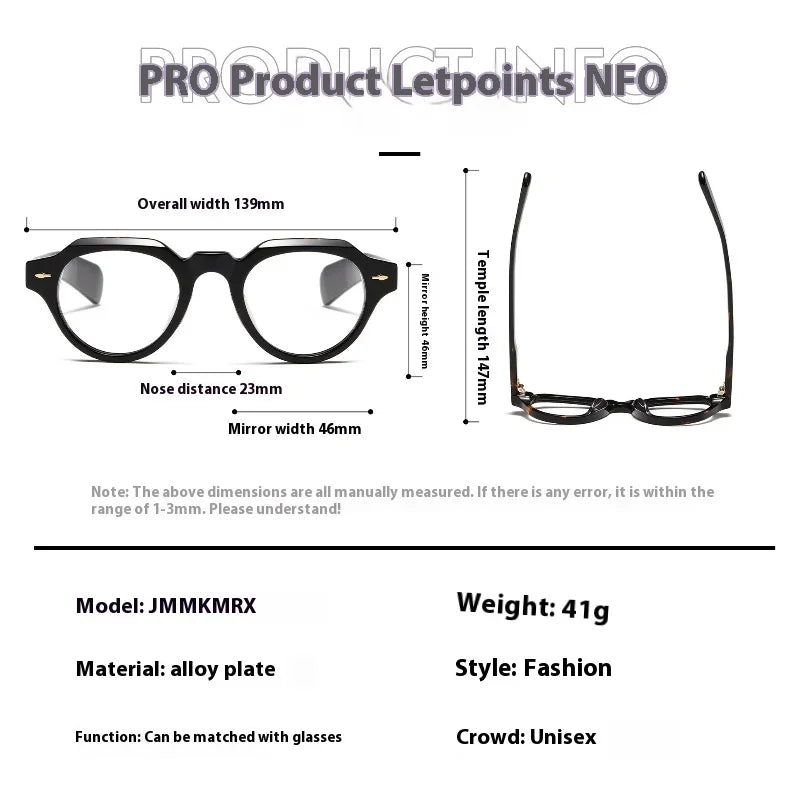 Aror Unisex Full Rim Flat Top Round Thick Acetate Eyeglasses 409139 Full Rim Aror