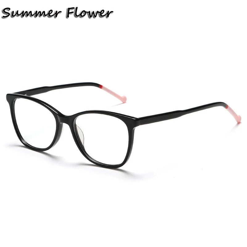 Summer Flower Women's Full Rim Square Cat Eye Acetate Eyeglasses 81002