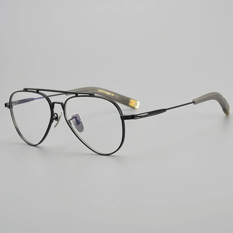 Eleccion Men's Full Rim Oval Double Bridge Titanium Eyeglasses 442101