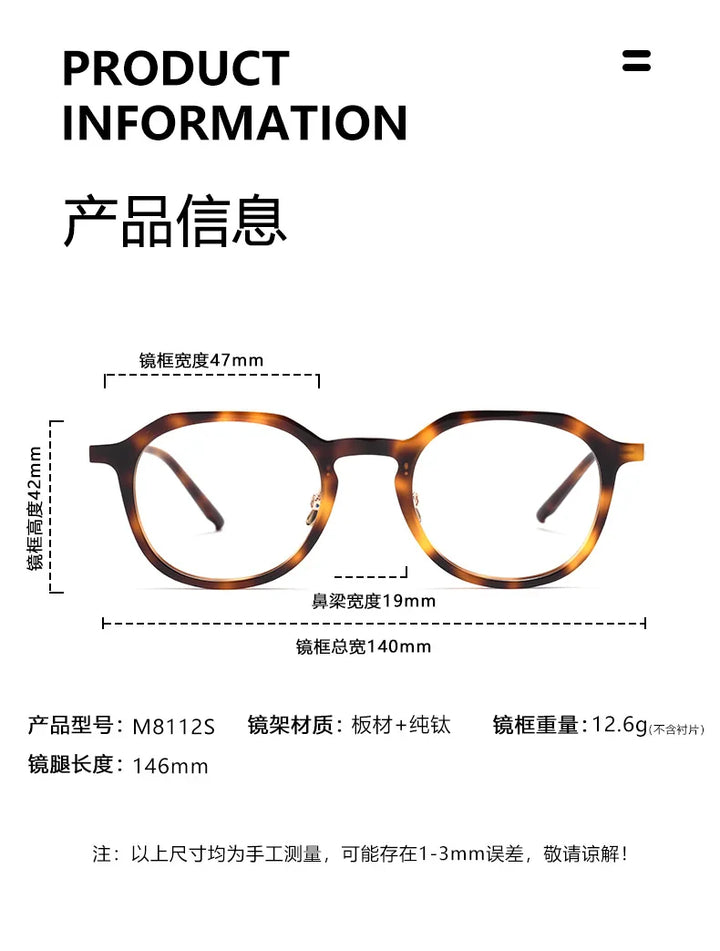 Bclear Unisex Full Rim Polygon Round Acetate Titanium Eyeglasses 298112