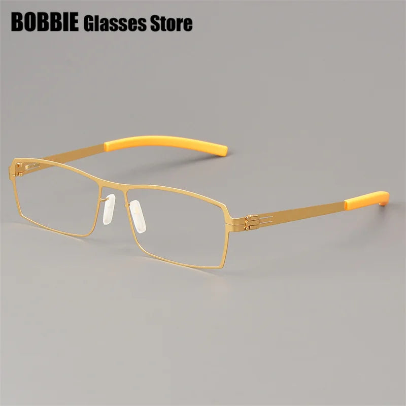 Bobbie Unisex Full Rim Square Screwless Steel Eyeglasses 508576