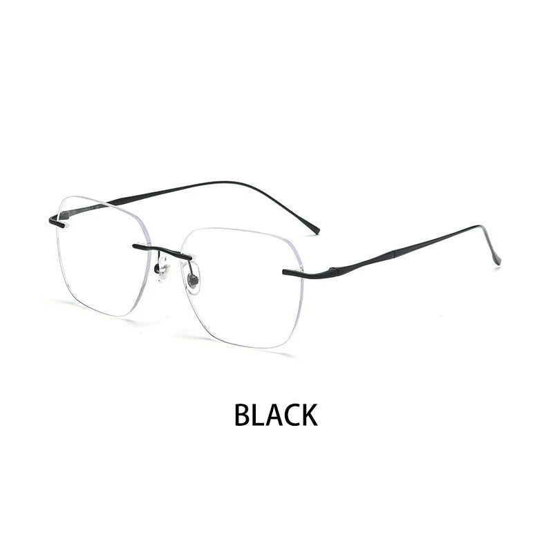 Vicky Women's Rimless Polygon Titanium Reading Glasses V0623 Reading Glasses Vicky F0623-Black +150 