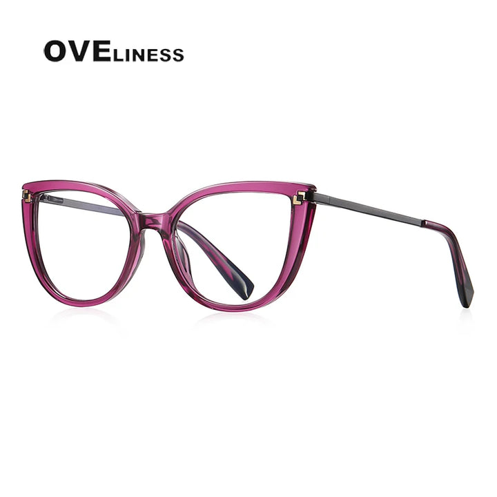 Oveliness Women's Full Rim Cat Eye Tr 90 Titanium Eyeglasses 2128 Full Rim Oveliness rose red  