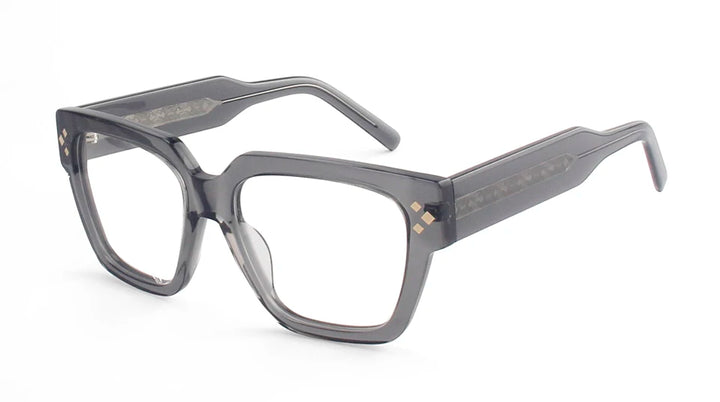 Esnbie Unisex Full Rim Polygon Square Rivet Acetate Eyeglasses 712371