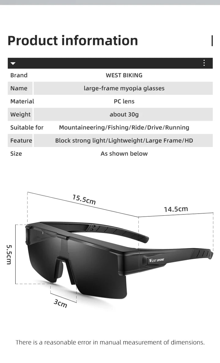 West Biking Unisex Semi Rim Square Polycarbonate Over Frame Polarized Sunglasses 9607931