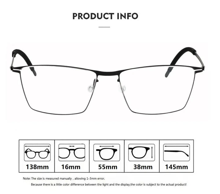 Aimee  V460069 Women’s Wide-Fit Pure Titanium Screwless Square Frames Aimee