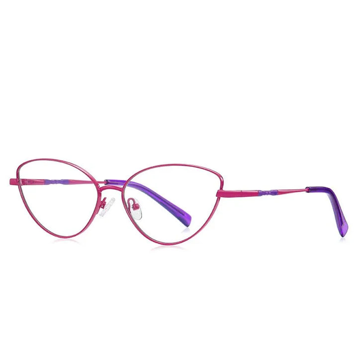 Hdcrafter Women's Full Rim Oval Cat Eye Alloy Eyeglasses 3047 Full Rim Hdcrafter Eyeglasses Red-Purple  