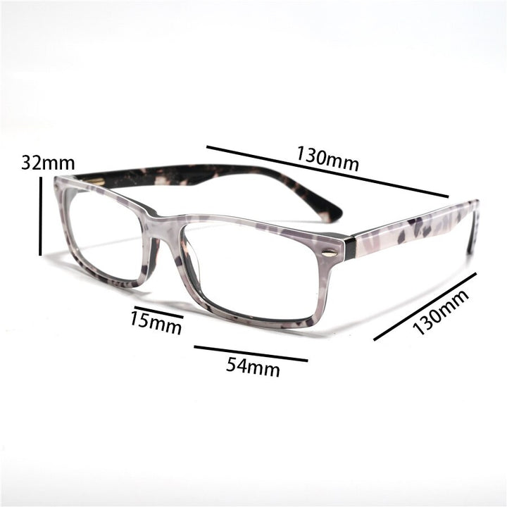 Cubojue Unisex Full Rim Square Tr 90 Titanium Presbyopic Reading Glasses 07131p Reading Glasses Cubojue   