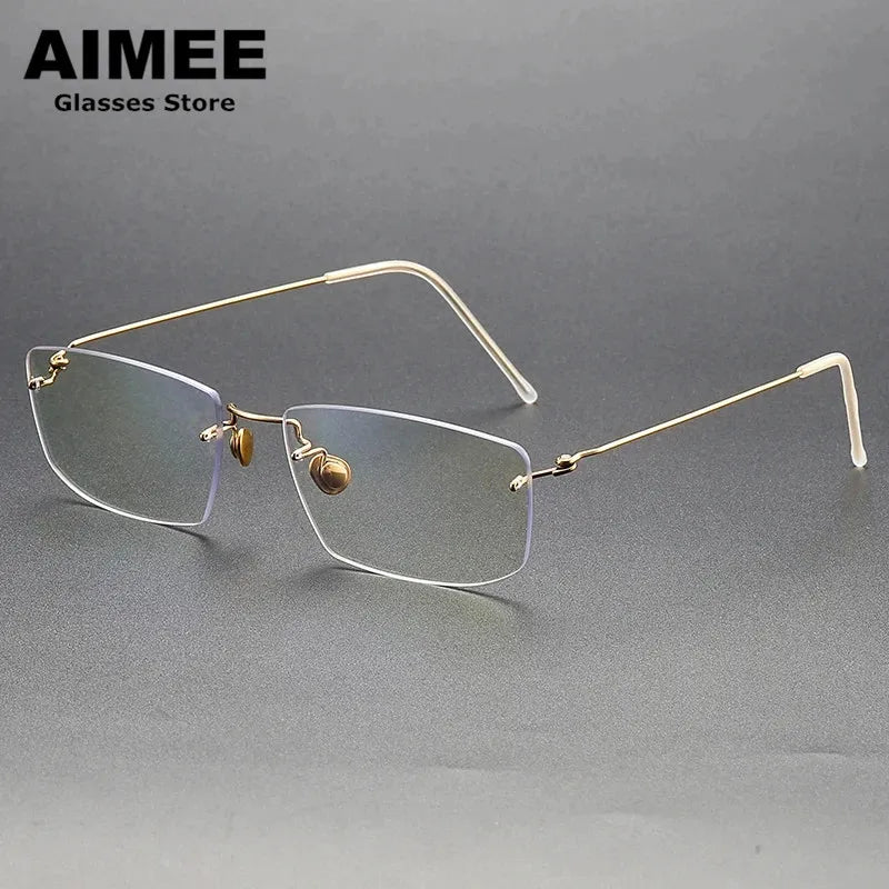 Aimee Women's Rimless Square Titanium Eyeglasses 2269 Rimless Aimee Golden  