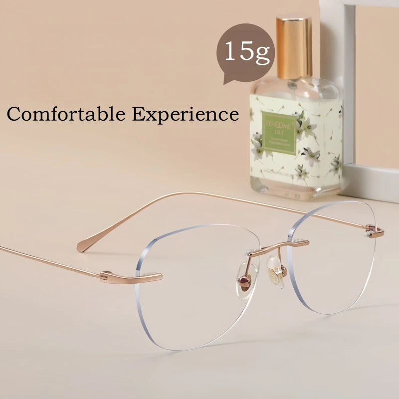 Yimaruili Women's Rimless Cat Eye Titanium Alloy Eyeglasses Y1690 Rimless Yimaruili Eyeglasses   