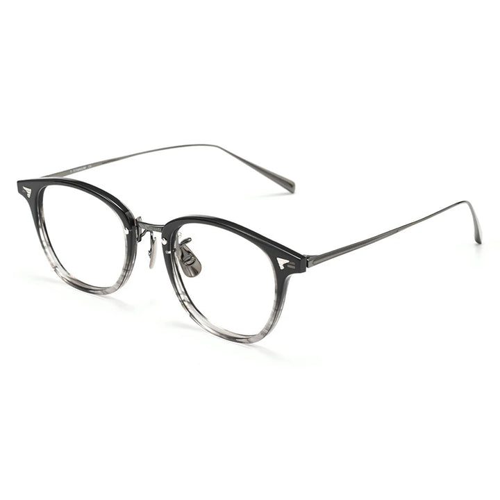 Black Mask Unisex Full Rim Square Titanium Acetate Eyeglasses 366548