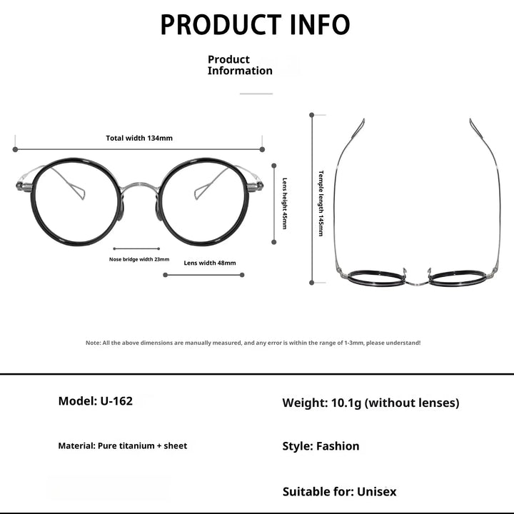 Oveliness Women's Full Rim Round Acetate Titanium Eyeglasses 369162