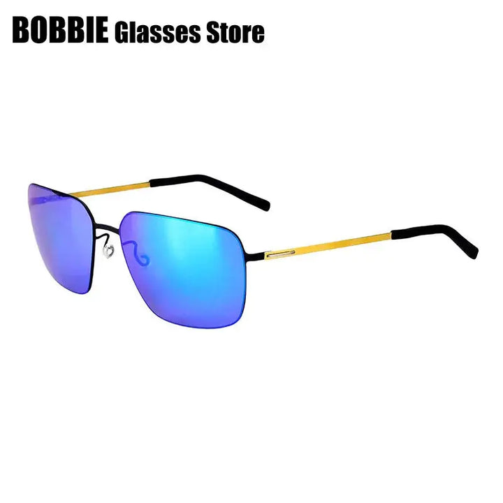Bobbie 800131 Men’s Screwless Full Rim Square Titanium Sunglasses FuzWeb