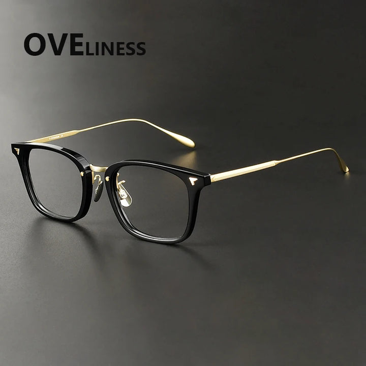 Oveliness Women's Full Rim Square Acetate Titanium Eyeglasses 369559
