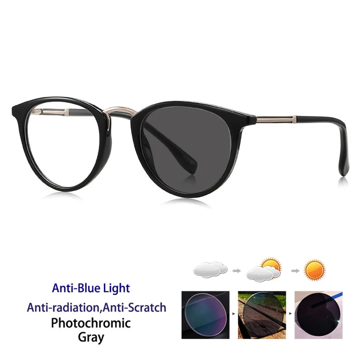 Kocolior Women's Full Rim Round Acetate Photochromic Reading Glasses 67241