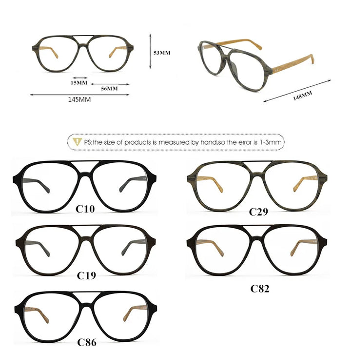 Hdcrafter Unisex Full Rim Oval Double Bridge Acetate Eveglasses 946032