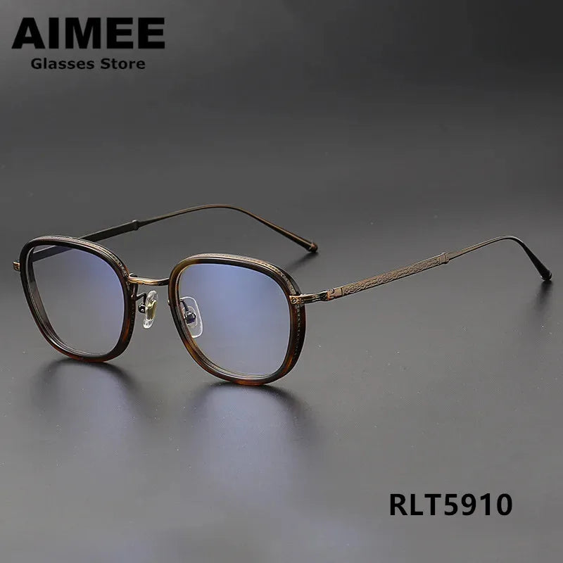 Aimee Men's Full Rim Square Titanium Acetate Eyeglasses 5910 Full Rim Aimee   