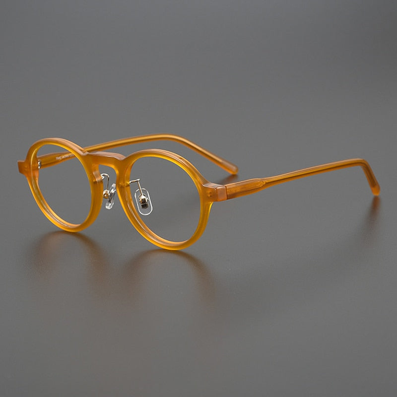 Gatenac Unisex Full Rim Round Acetate Eyeglasses Gxyj1043 Full Rim Gatenac Orange  