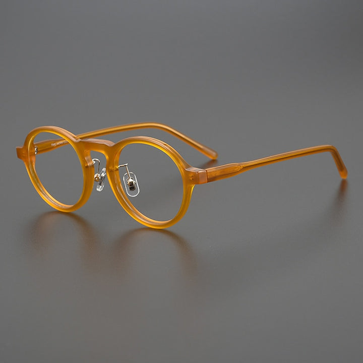 Gatenac Unisex Full Rim Round Acetate Eyeglasses Gxyj1043 Full Rim Gatenac Orange  