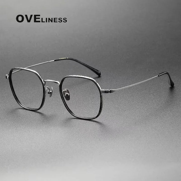 Oveliness Unisex Full Rim Square Titanium Acetate Eyeglasses 8505 Full Rim Oveliness tortoise black  