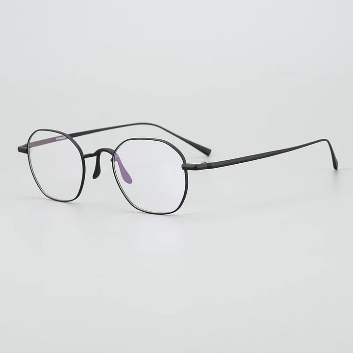 Black Mask Unisex Full Rim Irregular Square Titanium Eyeglasses Kj46 Full Rim Black Mask Black  