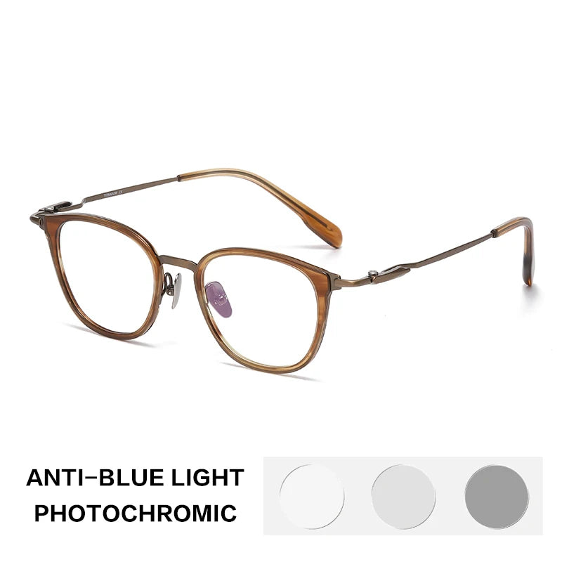 Gatenac Unisex Full Rim Big Square Titanium Photochromic Reading Glasses 840059