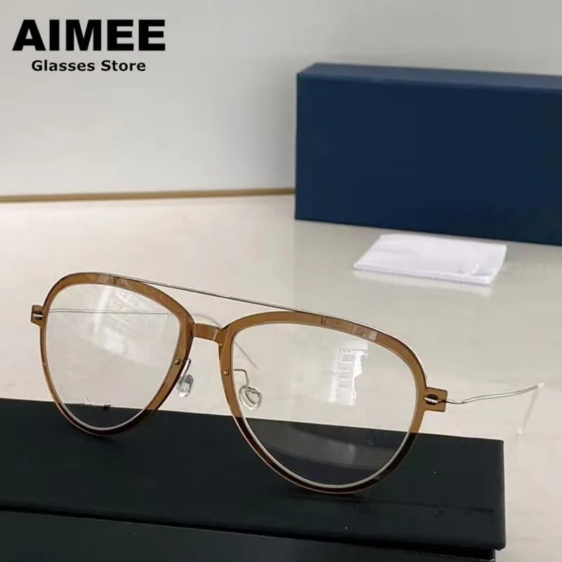 Aimee Unisex Full Rim Oval Double Bridge Titanium Eyeglasses 46547