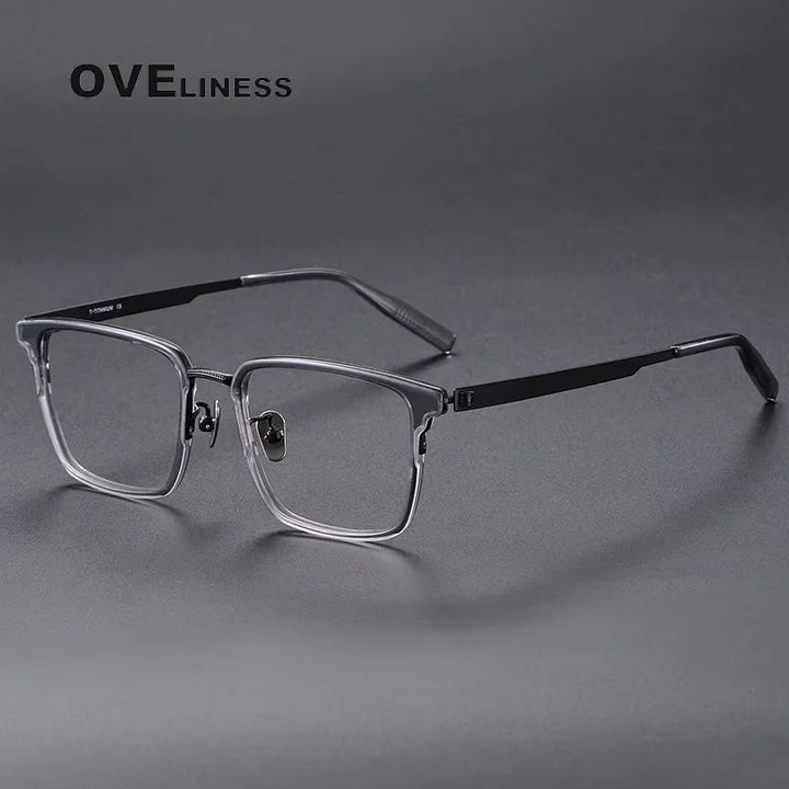 Oveliness Unisex Full Rim Square Acetate Titanium Eyeglasses 80981