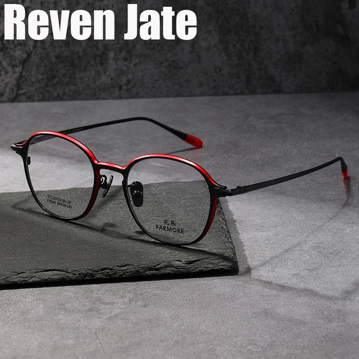 Reven Jate Unisex Full Rim Oval Round Titanium Eyeglasses 69041