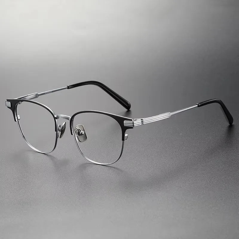 Ovelinesss Unisex Full Rim Square Brow Line Titanium Eyeglasses 369193